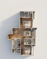 Floor plan of 2 BHK 680 Sq. Ft. Apartment in Prestige Garden Trails, Thane