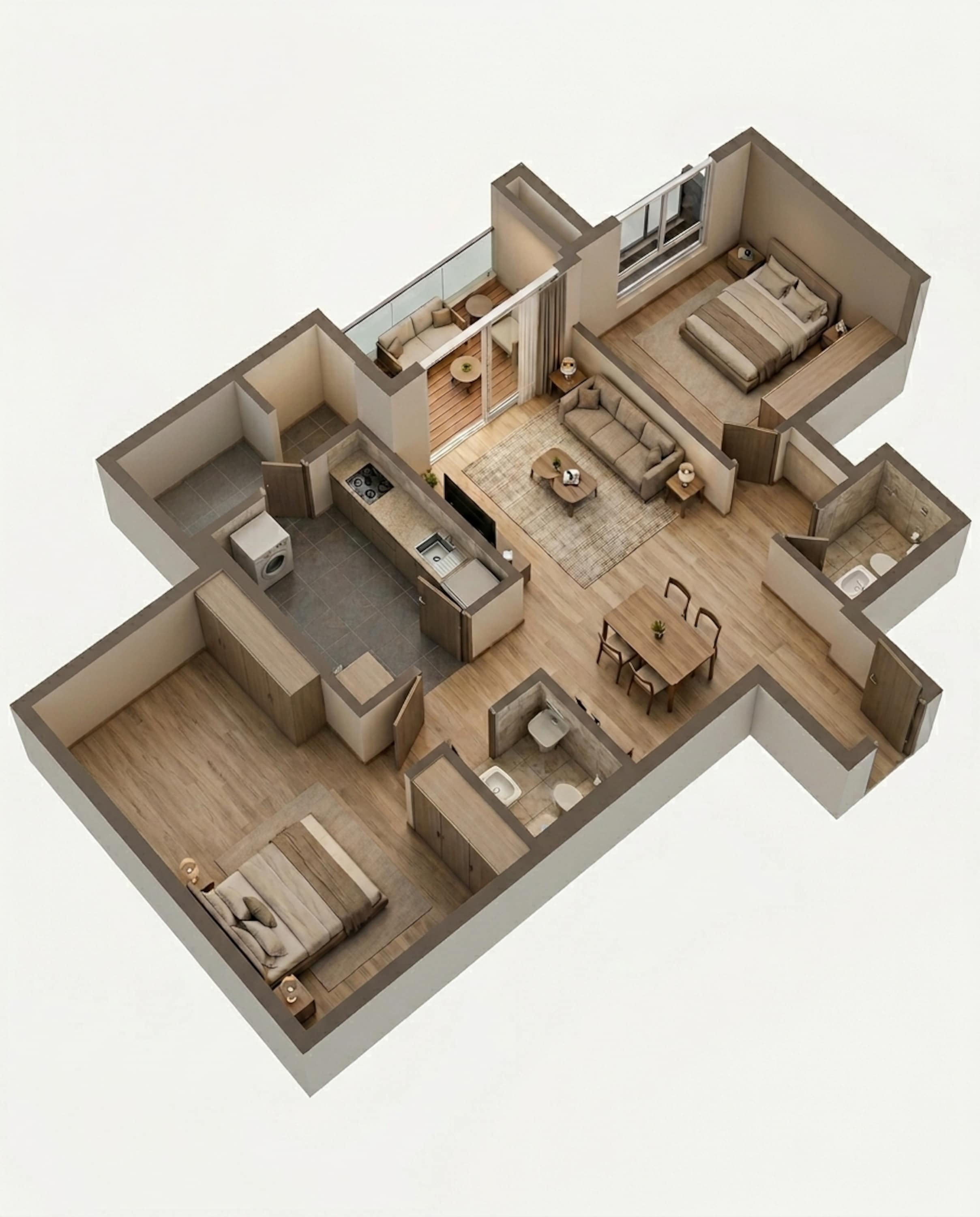 Floor plan of 2 BHK 760 Sq. Ft. Apartment in Prestige Garden Trails, Thane