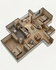 Floor plan of 2 BHK 760 Sq. Ft. Apartment in Prestige Garden Trails, Thane
