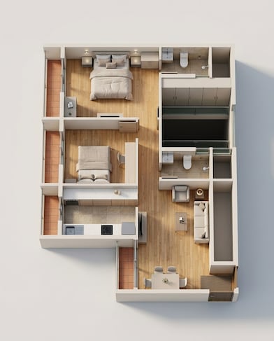 Floor plan of 2 BHK 700 Sq. Ft. Apartment in Tulip Kingdom, Navi Mumbai