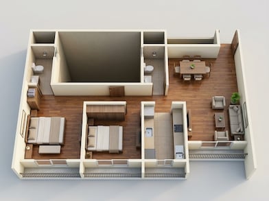 Floor plan of 3 BHK 997 Sq. Ft. Apartment in Tulip Kingdom, Navi Mumbai