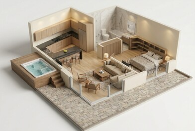 Floor plan of 1 BHK 1600 Sq. Ft. Apartment in Delphine Central Park Estates, Gurgaon