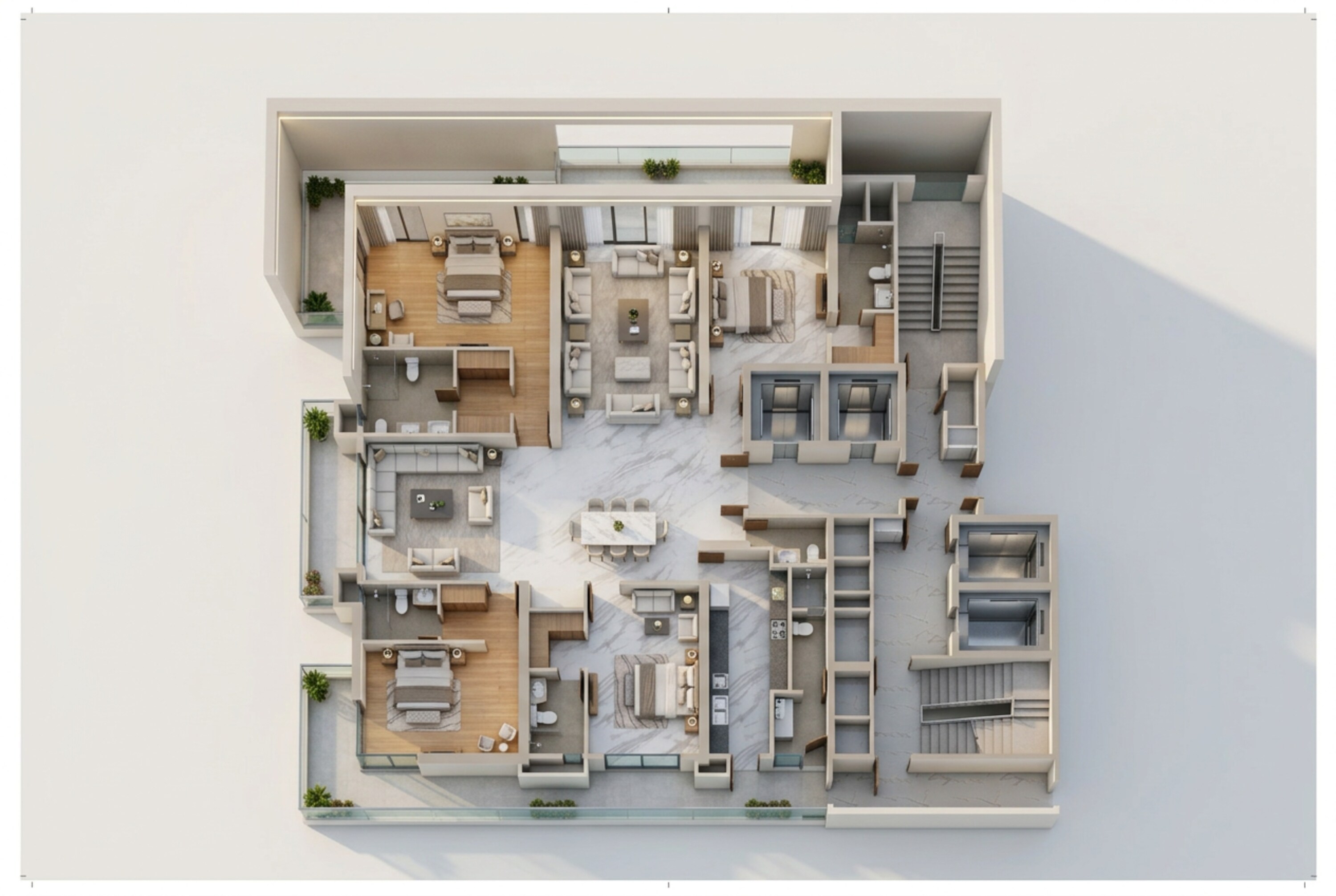 Floor plan of 4 BHK 5200 Sq. Ft. Apartment in Delphine Central Park Estates, Gurgaon