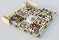 Floor plan of 4 BHK 5200 Sq. Ft. Apartment in Delphine Central Park Estates, Gurgaon