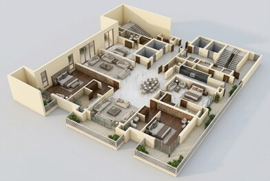 Floor plan of 4 BHK 5200 Sq. Ft. Apartment in Delphine Central Park Estates, Gurgaon