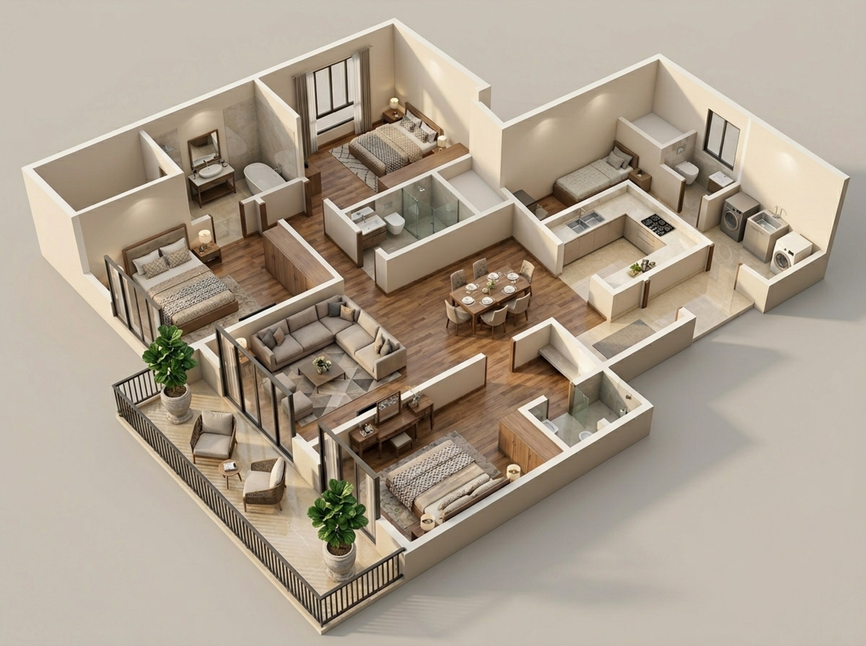 Floor plan of 3 BHK 2435 Sq. Ft. Apartment in Century Mirai, Bangalore