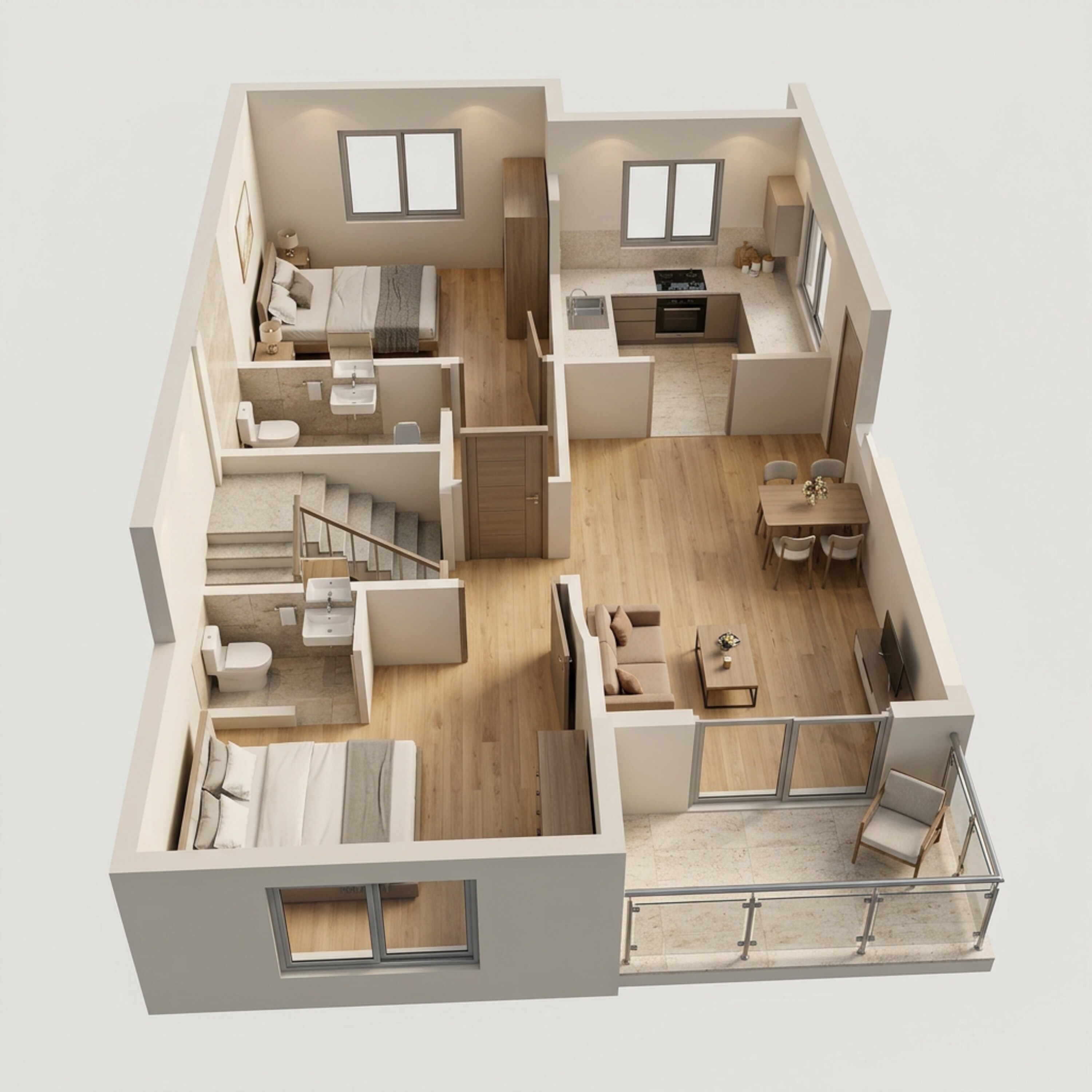 Floor plan of 2 BHK 689 Sq. Ft. Apartment in H Rishabraj Anuja, Mumbai