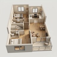 Floor plan of 2 BHK 689 Sq. Ft. Apartment in H Rishabraj Anuja, Mumbai
