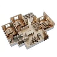 Floor plan of 3 BHK 1280 Sq. Ft. Apartment in Sipani City, Bangalore