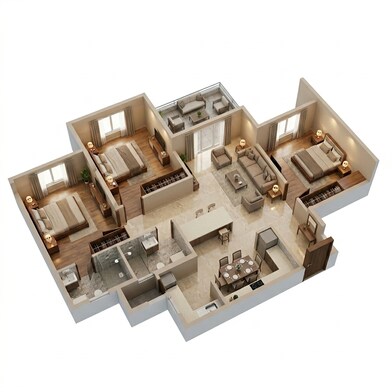 Floor plan of 3 BHK 1280 Sq. Ft. Apartment in Sipani City, Bangalore