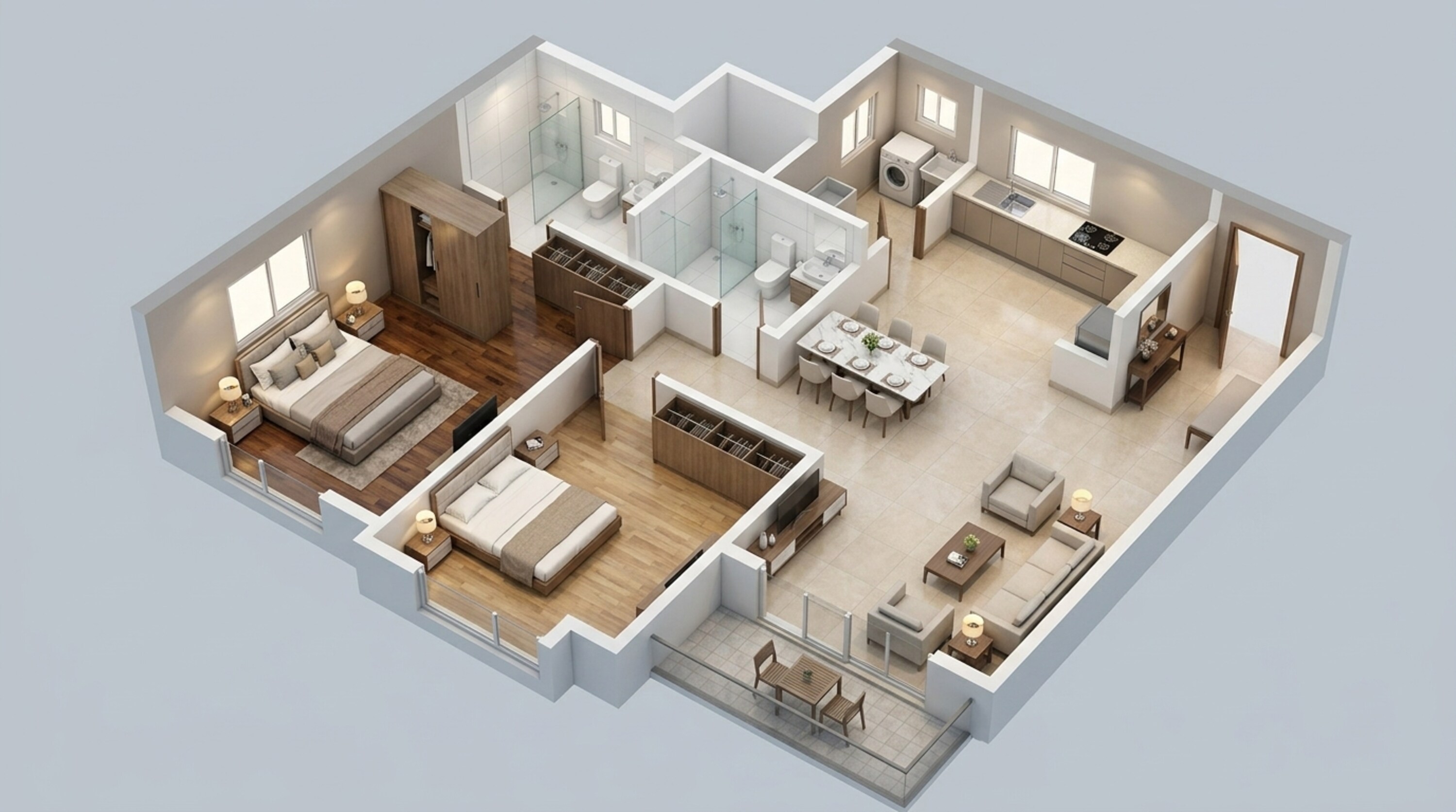 Floor plan of 2 BHK 1190 Sq. Ft. Apartment in Sipani City, Bangalore