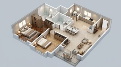 Floor plan of 2 BHK 1190 Sq. Ft. Apartment in Sipani City, Bangalore