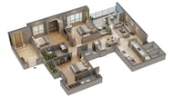 Floor plan of 3 BHK 1085 Sq. Ft. Apartment in Vilas Javdekar Palladio La Viento, Pune