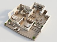Floor plan of 2 BHK 712 Sq. Ft. Apartment in Kolte Patil Life Republic Qrious, Pune