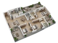 Floor plan of 3 BHK 998 Sq. Ft. Apartment in Kolte Patil Life Republic Qrious, Pune
