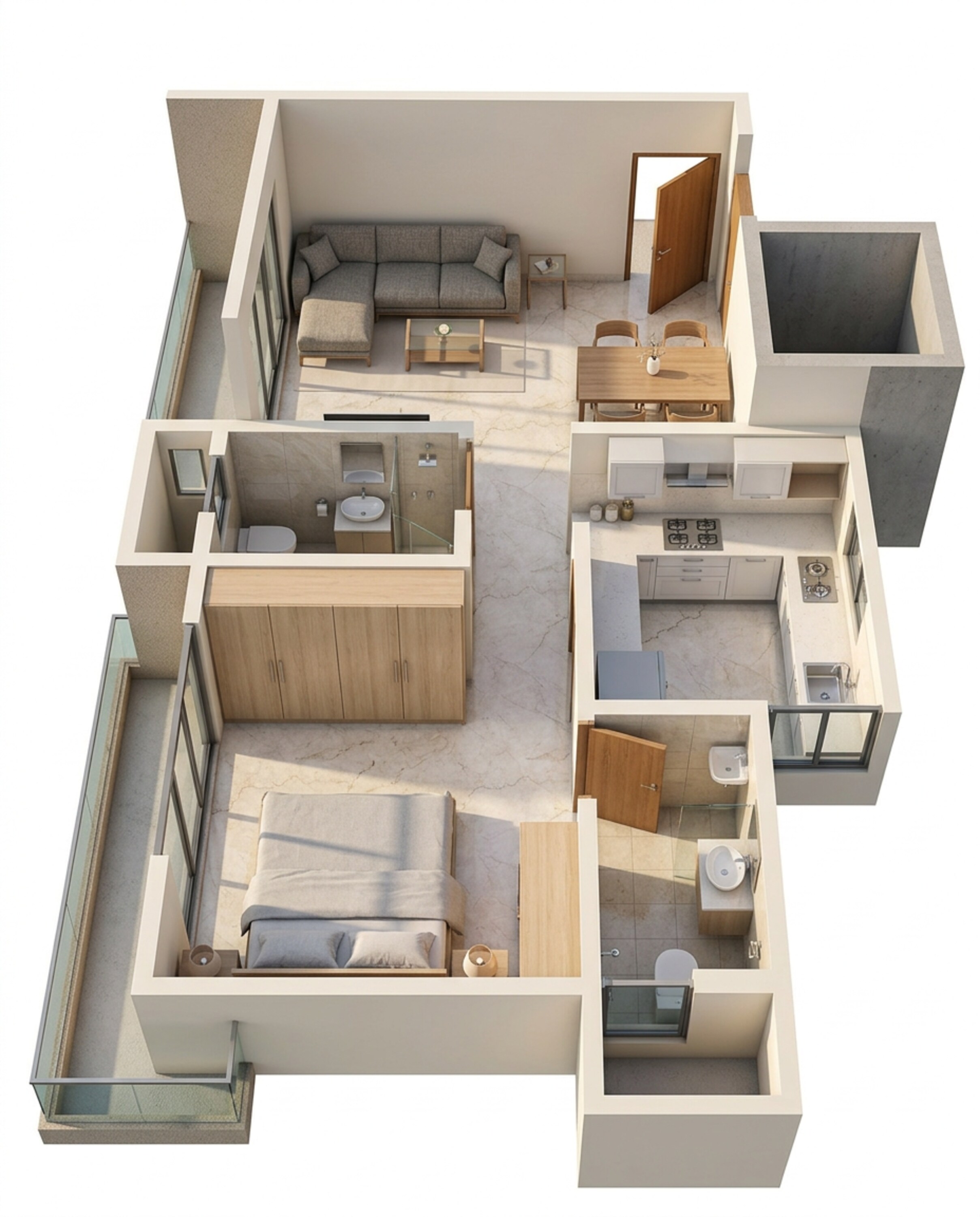 Floor plan of 1 BHK 413 Sq. Ft. Apartment in Hirani New Aakanksha CHS, Mumbai