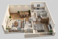 Floor plan of 1 BHK 523 Sq. Ft. Apartment in Sugee Shree Krishna Kunj, Mumbai