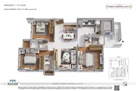 Floor plan of 3 BHK 928 Sq. Ft. Apartment in Sugee Shree Krishna Kunj, Mumbai