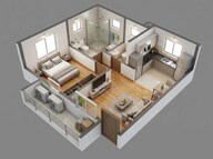 Floor plan of 1 BHK 323 Sq. Ft. Apartment in Lodha The Great Western Mumbai, Palghar