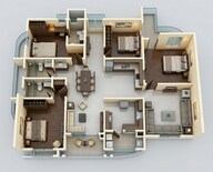 Floor plan of 3 BHK 1978 Sq. Ft. Apartment in DSR Evoq, Bangalore