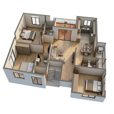 Floor plan of 3 BHK 1226 Sq. Ft. Apartment in Gokhale Uma, Pune