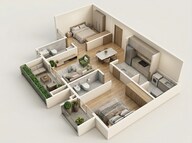Floor plan of 2 BHK 1036 Sq. Ft. Apartment in Sowparnika Whispering Petals, Bangalore