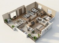 Floor plan of 3 BHK 1187 Sq. Ft. Apartment in Sowparnika Whispering Petals, Bangalore