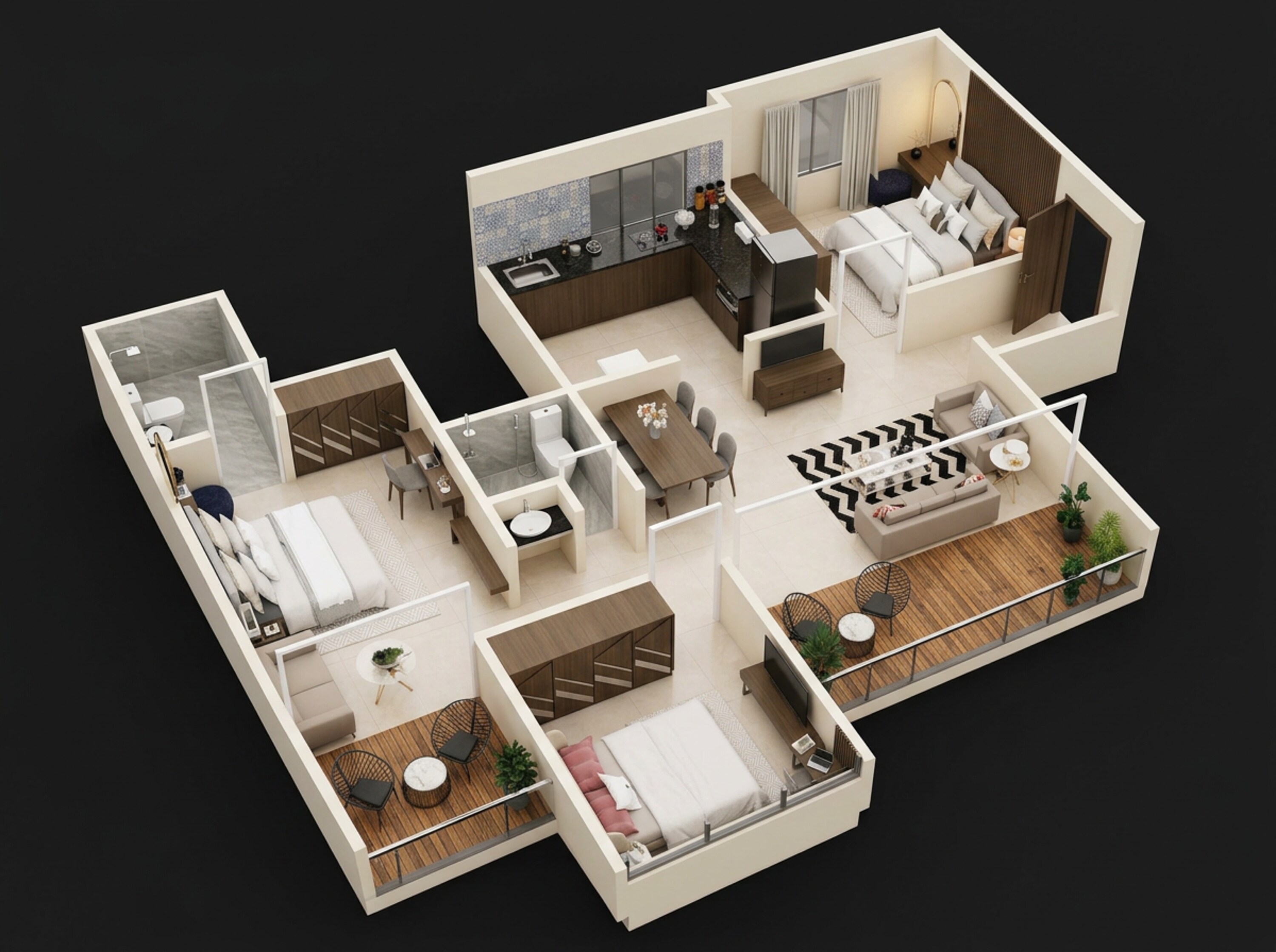 Floor plan of 2 BHK 985 Sq. Ft. Apartment in Pristine ILife 4, Pune