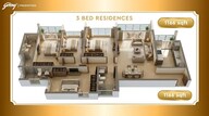 Floor plan of 3 BHK 1166 Sq. Ft. Apartment in Godrej Elaris, Pune