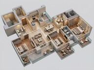 Floor plan of 3 BHK 1910 Sq. Ft. Apartment in Gaur Chrysalis, Greater Noida