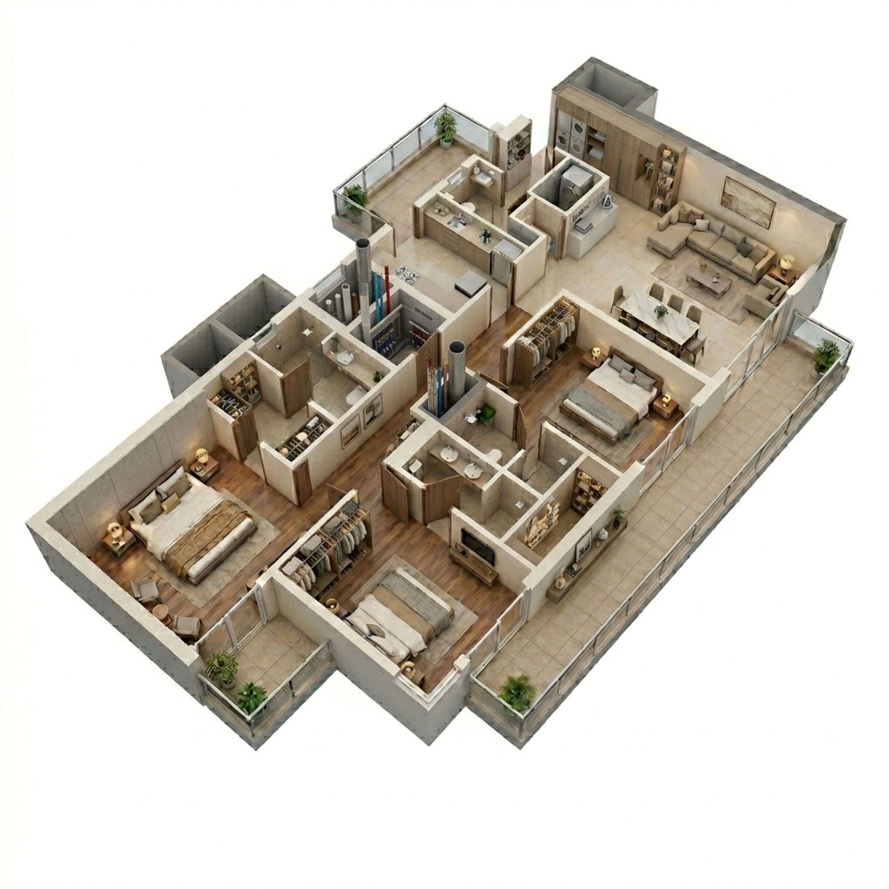 Floor plan of 3 BHK 2200 Sq. Ft. Apartment in Emaar Serenity Hills, Gurgaon
