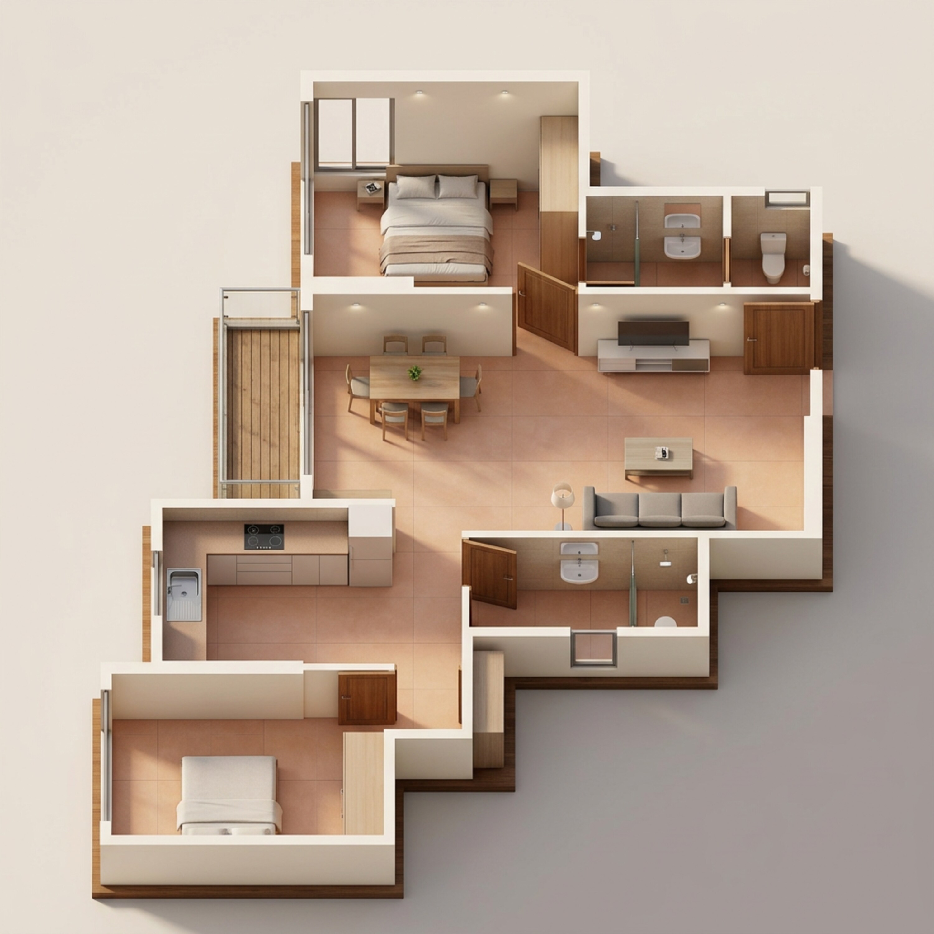 Floor plan of 2 BHK 675 Sq. Ft. Apartment in Jaydeep And Gami Evara, Mumbai