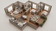Floor plan of 3 BHK 1250 Sq. Ft. Apartment in Lodha Camelot, Pune