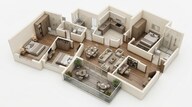 Floor plan of 3 BHK 1511 Sq. Ft. Apartment in Lodha Camelot, Pune