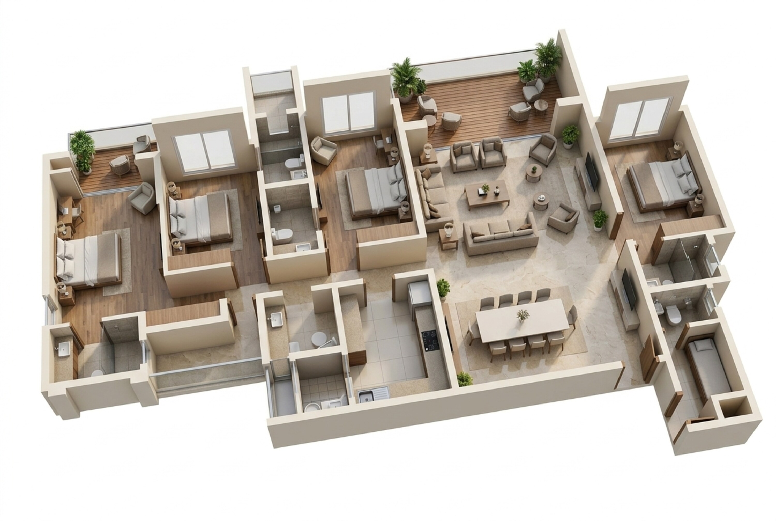 Floor plan of 4 BHK 2244 Sq. Ft. Apartment in Lodha Camelot, Pune