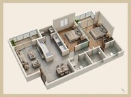 Floor plan of 2 BHK 719 Sq. Ft. Apartment in Godrej Woods, Bangalore