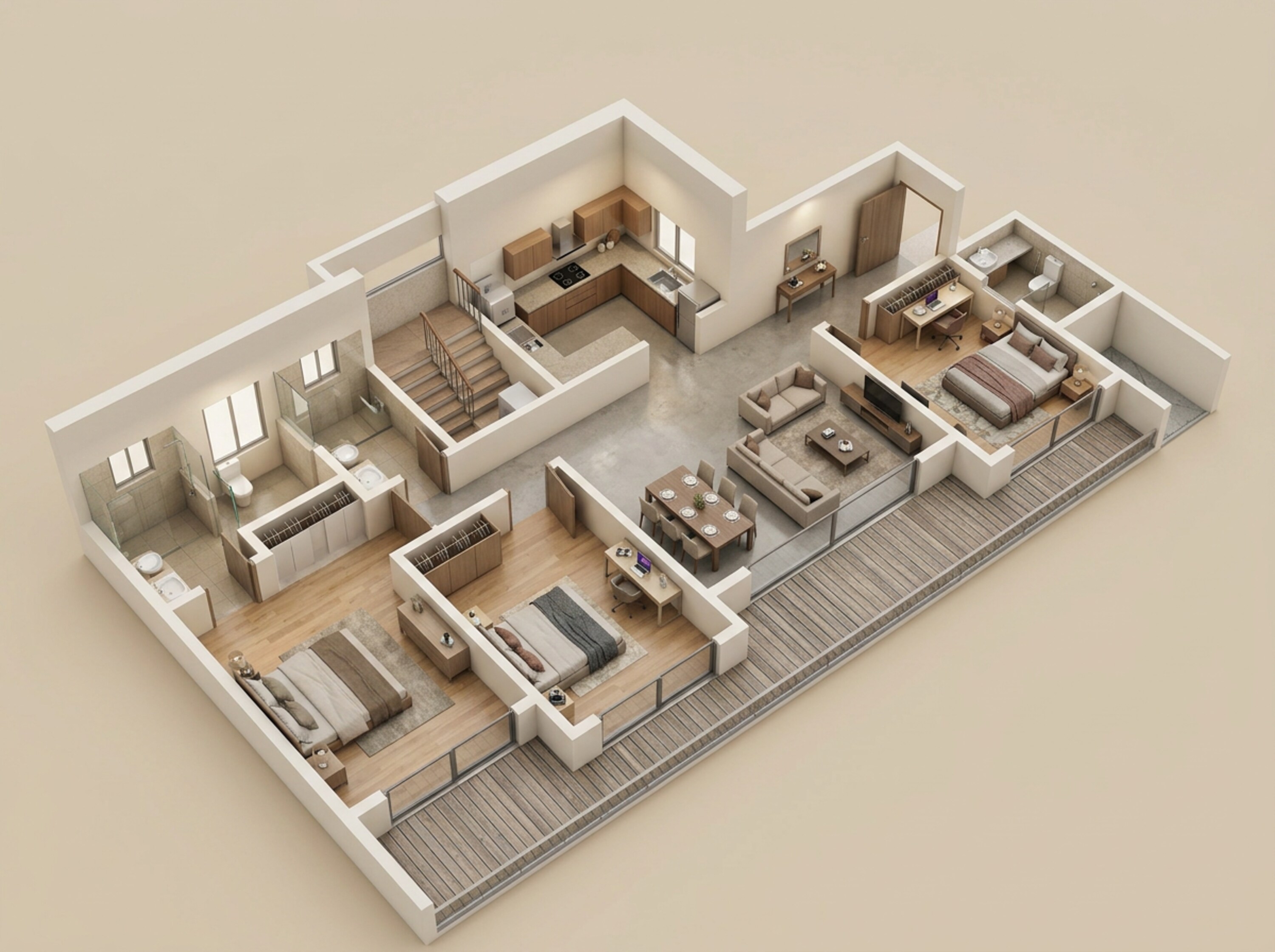 Floor plan of 3 BHK 1026 Sq. Ft. Apartment in Godrej Woods, Bangalore
