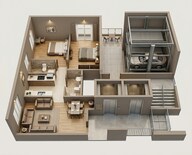 Floor plan of 2 BHK 620 Sq. Ft. Apartment in Buildarch Saffron, Mumbai