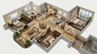 Floor plan of 3 BHK 1113 Sq. Ft. Apartment in Raymond Invictus By GS, Mumbai