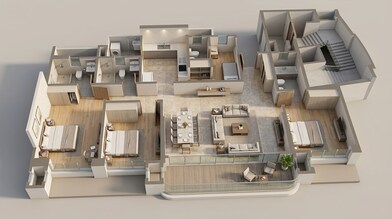 Floor plan of 3 BHK 1353 Sq. Ft. Apartment in Raymond Invictus By GS, Mumbai