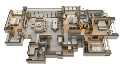 Floor plan of 4 BHK 1681 Sq. Ft. Apartment in Raymond Invictus By GS, Mumbai