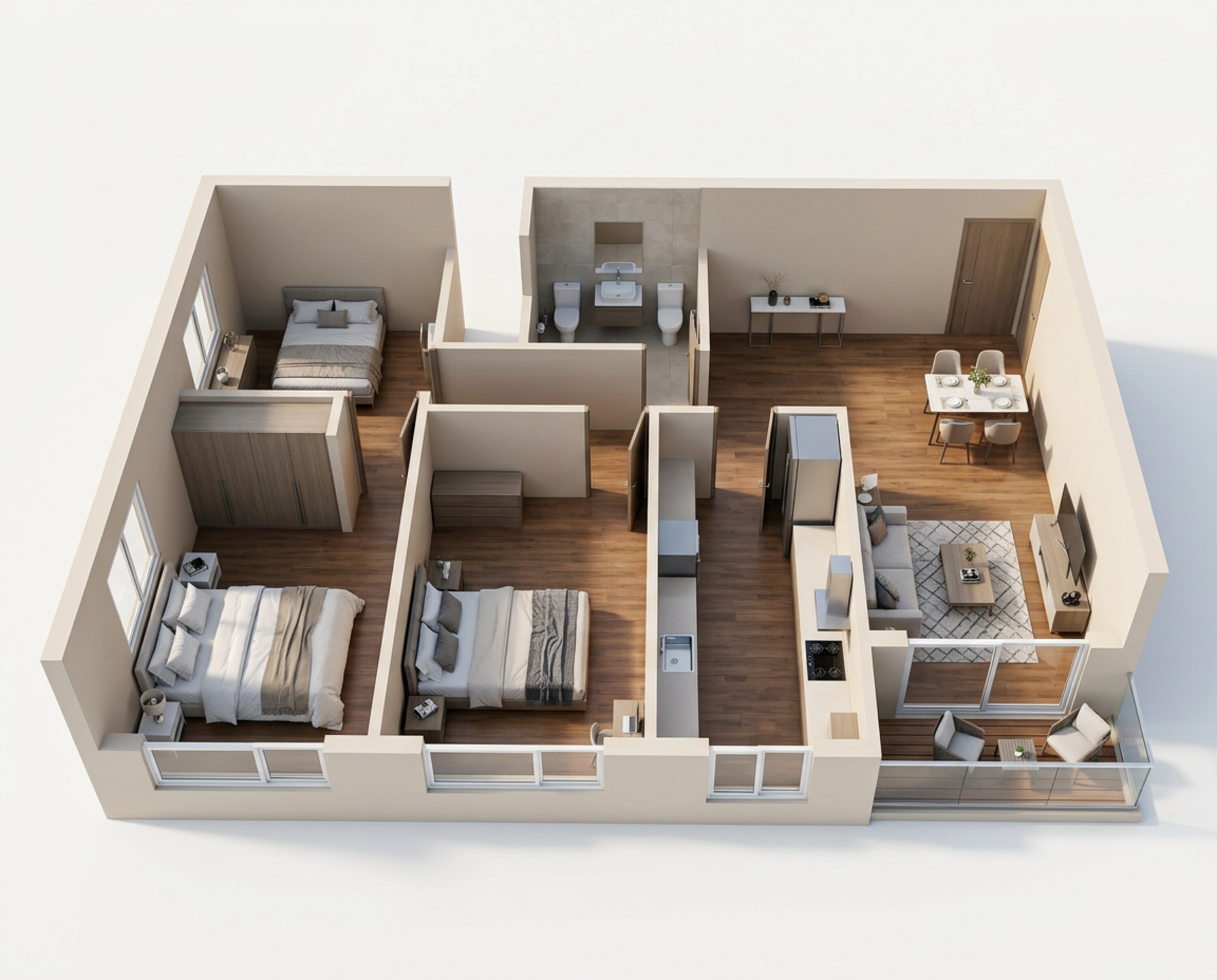 Floor plan of 2 BHK 599 Sq. Ft. Apartment in Damji Shamji Mahavir Serene, Mumbai