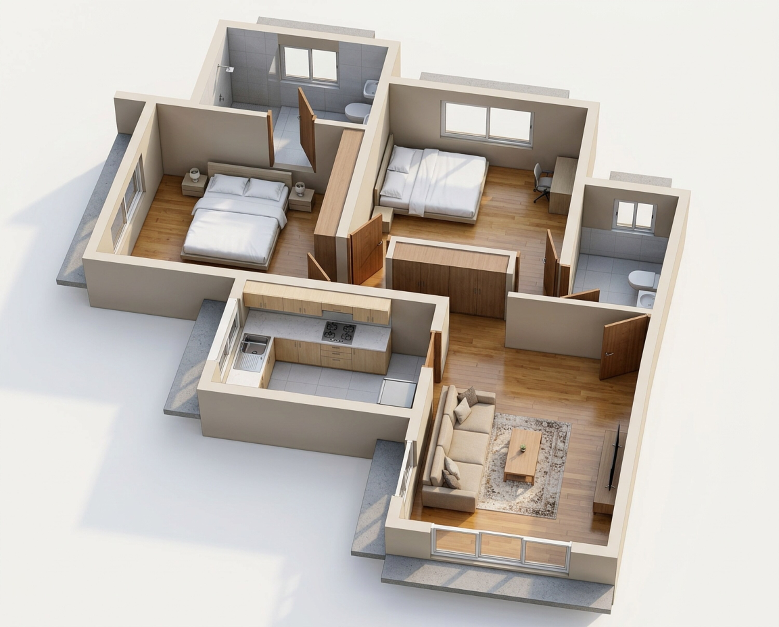 Floor plan of 2 BHK 812 Sq. Ft. Apartment in Damji Shamji Mahavir Serene, Mumbai