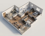 Floor plan of 2 BHK 1207 Sq. Ft. Apartment in Embassy Greenshore, Bangalore