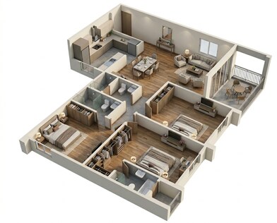Floor plan of 3 BHK 1752 Sq. Ft. Apartment in Embassy Greenshore, Bangalore