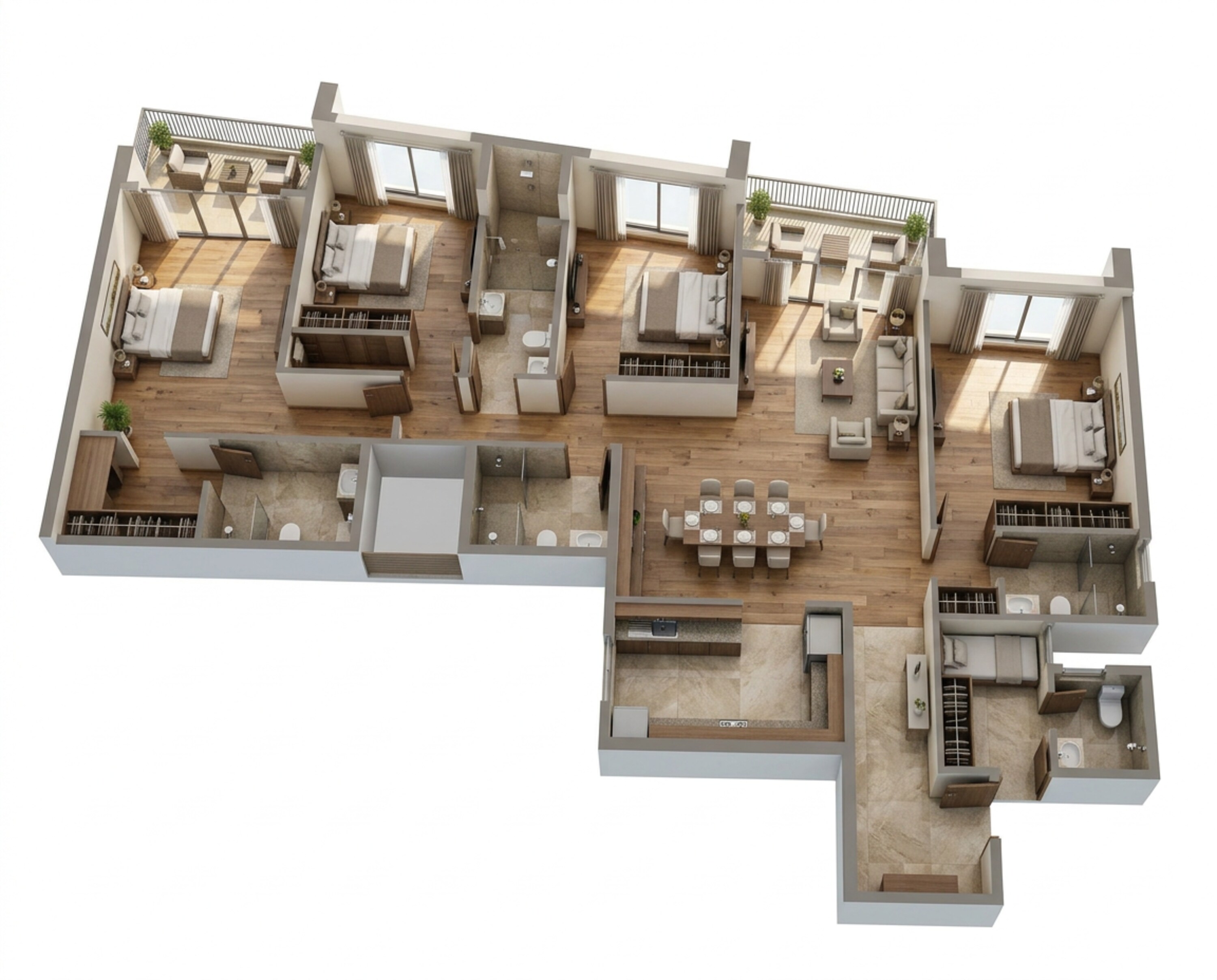 Floor plan of 4 BHK 2570 Sq. Ft. Apartment in Embassy Greenshore, Bangalore
