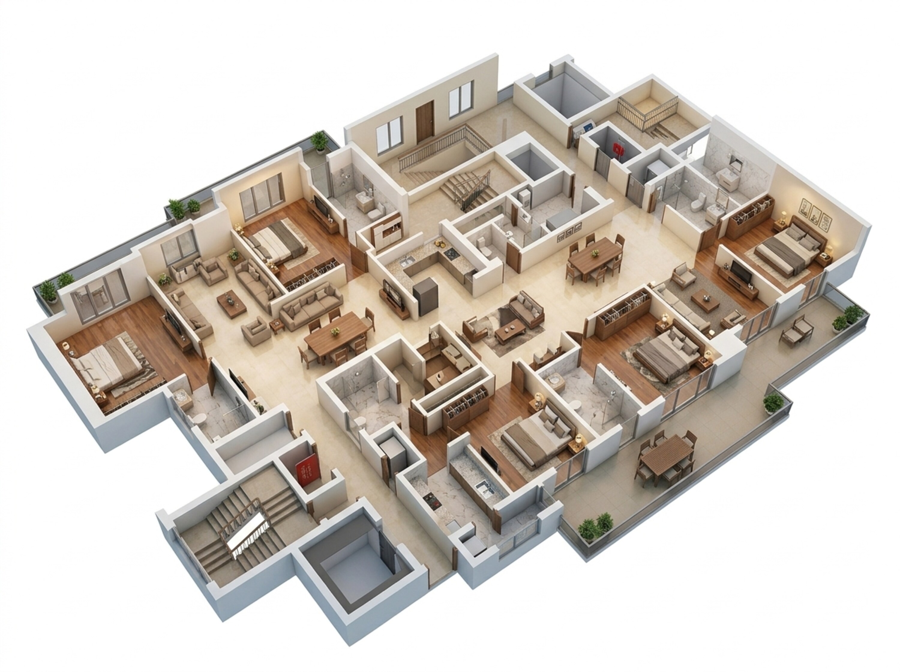 Floor plan of 5 BHK 3463 Sq. Ft. Apartment in Satya Levante Residences, Gurgaon
