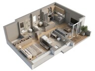 Floor plan of 1 BHK 453 Sq. Ft. Apartment in Godrej Green Terraces, Navi Mumbai