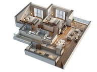 Floor plan of 2 BHK 687 Sq. Ft. Apartment in Godrej Green Terraces, Navi Mumbai