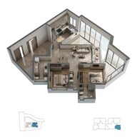 Floor plan of 2 BHK 847 Sq. Ft. Apartment in Sobha Inizio, Mumbai